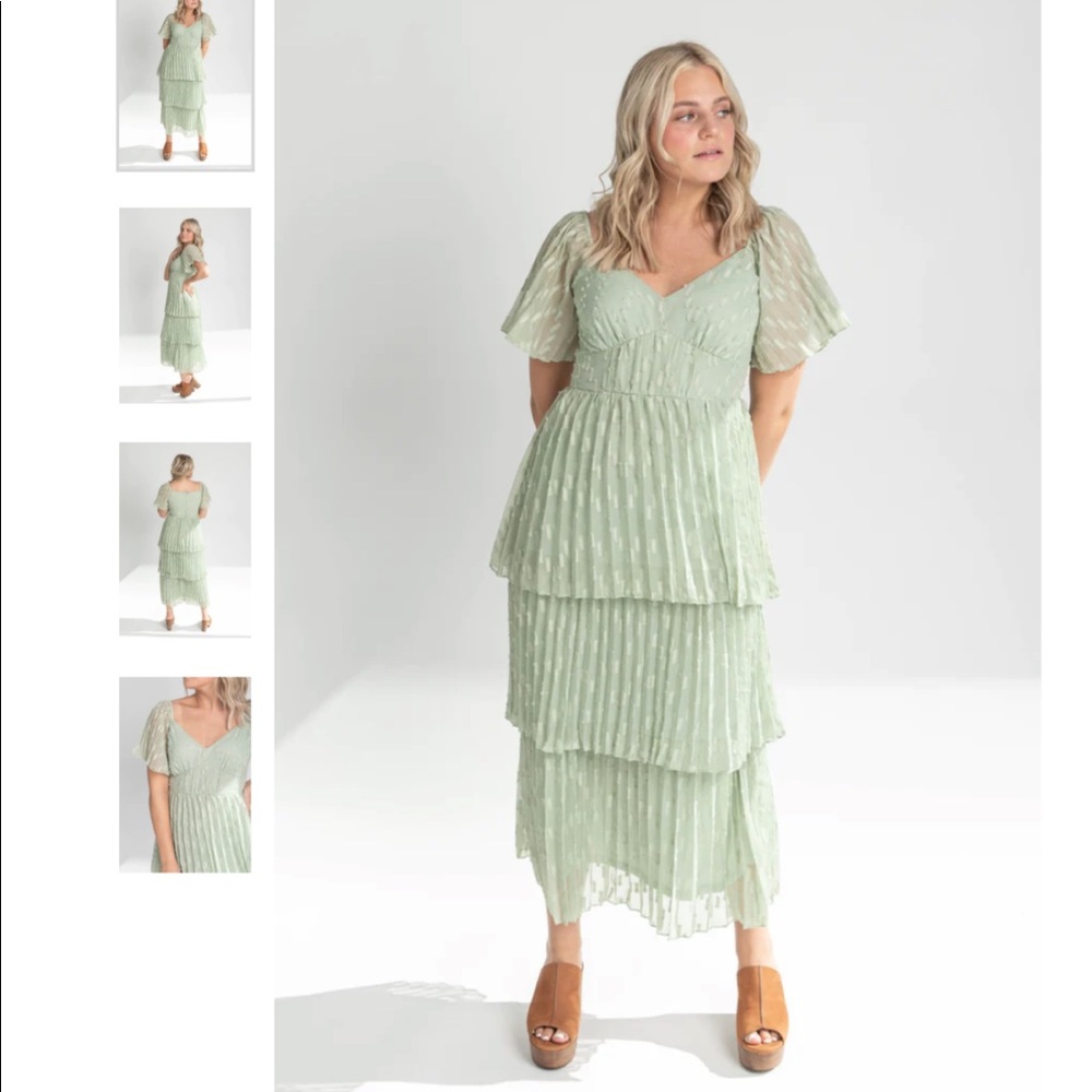 NWT Polagram Tiered dress- pistachio